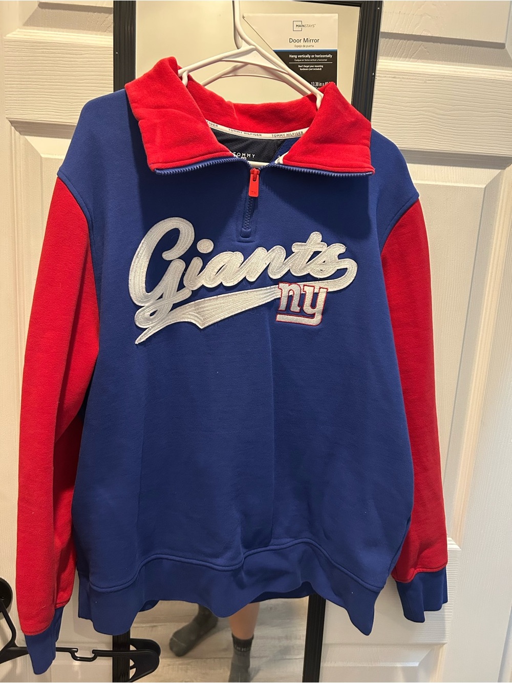 Tommy Hilfiger Blue & Red Giants Quarter-Zip Pullover